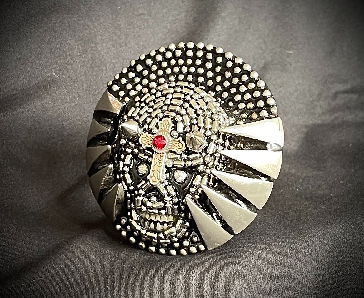 “War Cry: The Iron Martyr” Skull Gothic Ind. Belt Buckle OOAK Darren McNeese