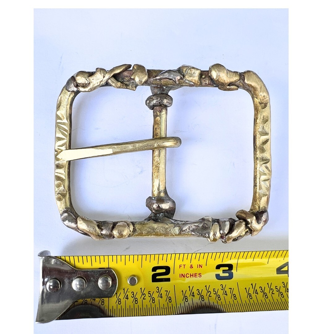 Handmade Solid Brass Belt Buckle USA | 1.5&Prime; Retro Artisan Buckle Men & Women