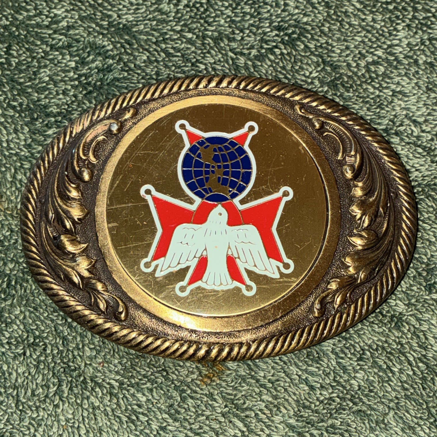 Men&rsquo;s Western Oval Metal Belt Buckle Gold Eagle Emblem Fits 1.5 in