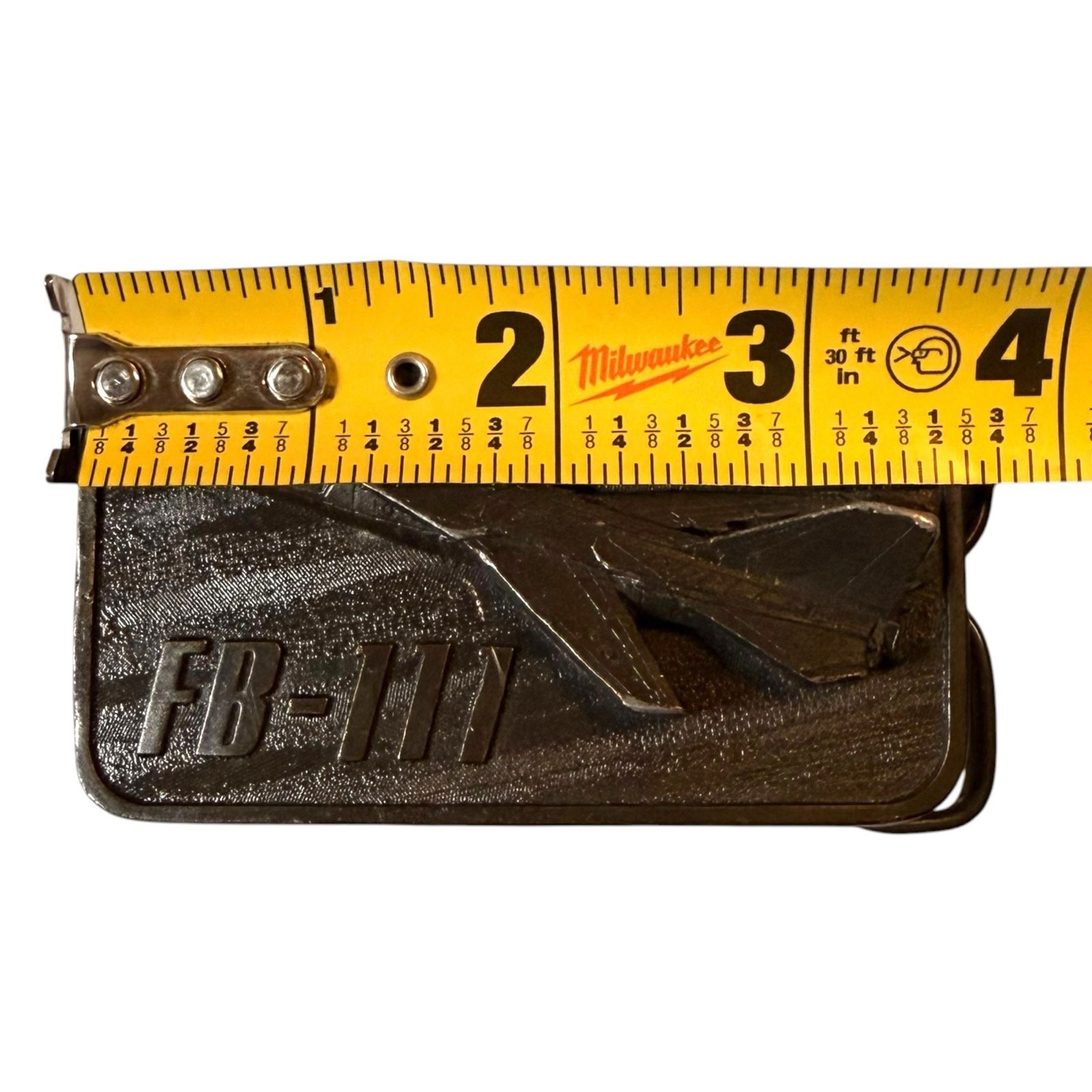 Vintage 80’s Buckle Connection Belt Buckle Brass FB-111 Fighter Jet Relief