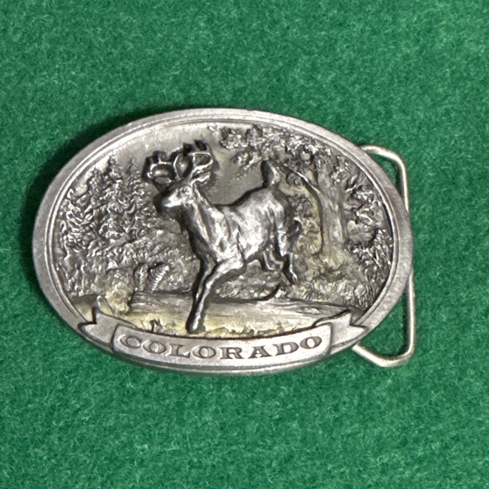 Vintage C&J Inc Colorado Buck Belt Buckle