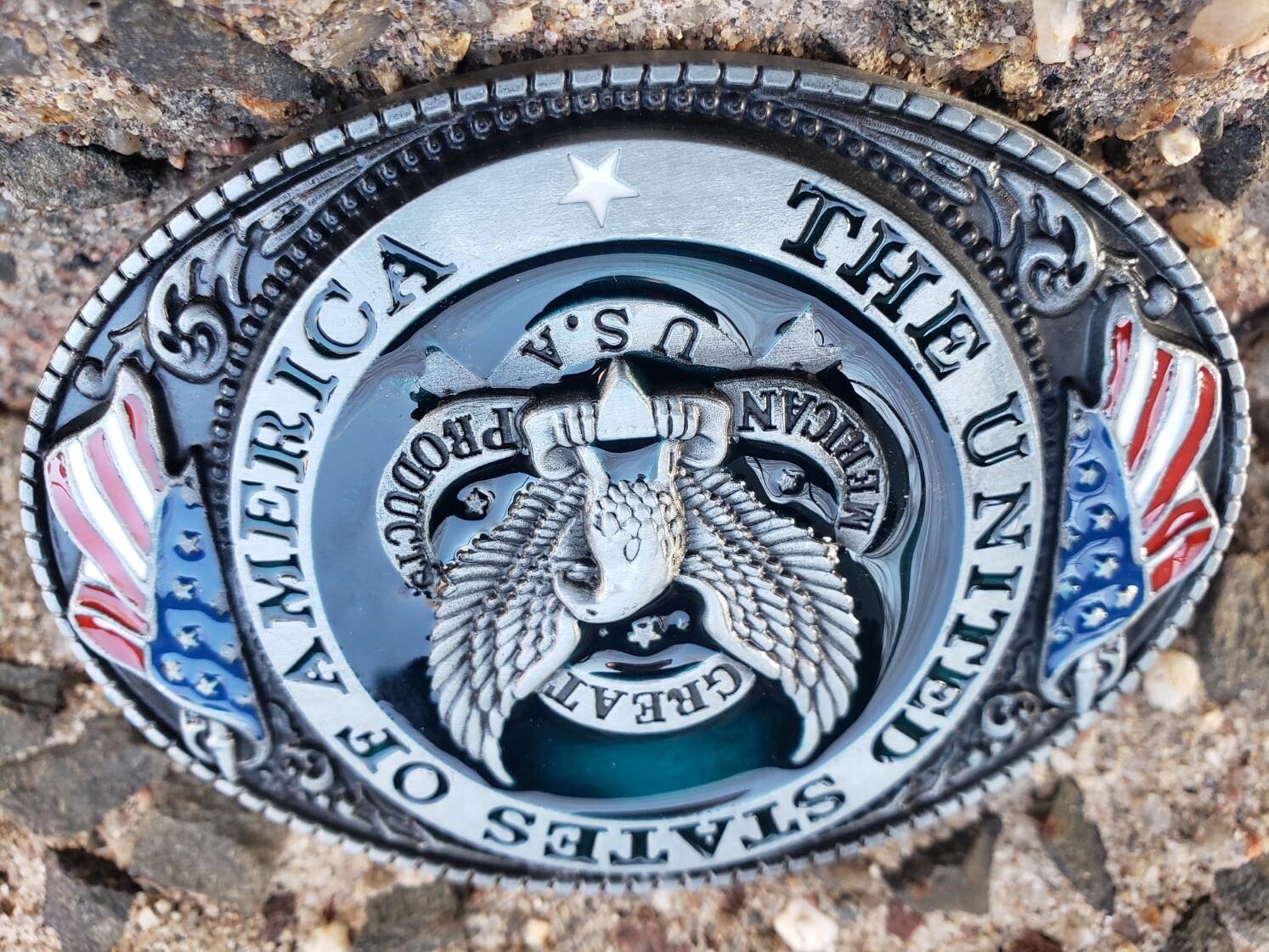 The United States Of America Eagle Flag Belt Buckle 3D Aluminum 3.2 oz New