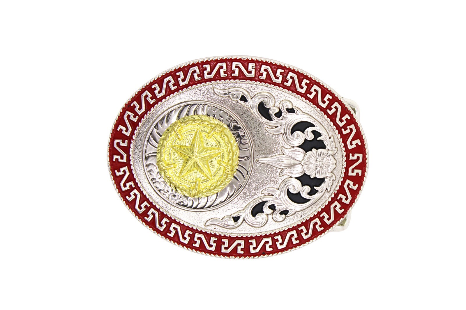 Western Buckle Oval Gold Silver Red Lone Star Texas Cowboy 2 » Hebillas Vaqueras