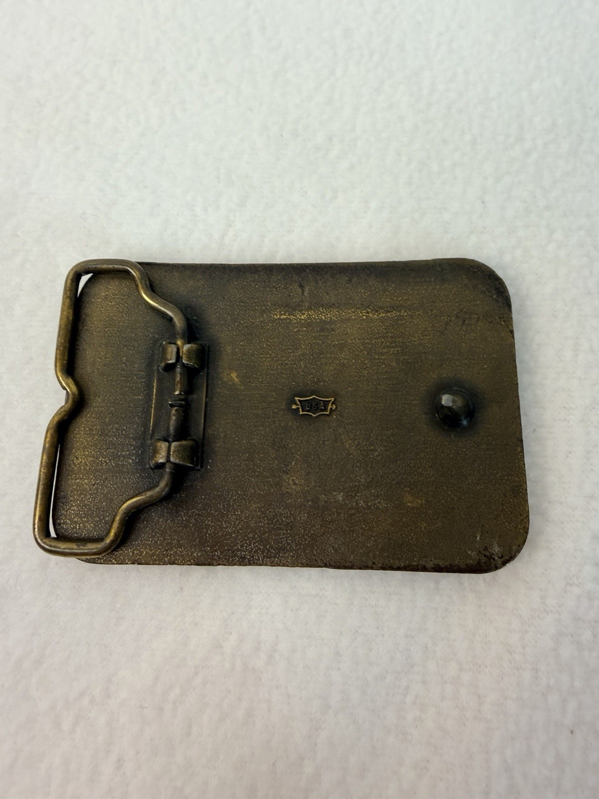 Mitsubishi Backhoe Construction Equipment Metal Belt Buckle Stamped USA VINTAGE!