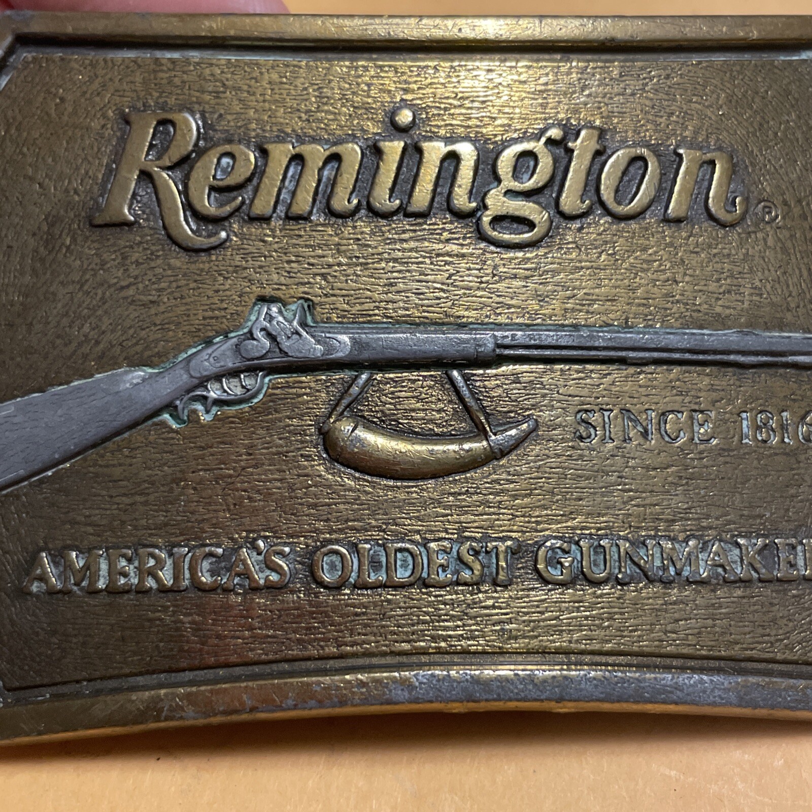 Vintage Remington 1816 Flintlock Rifle belt Buckle 1976 USA Made