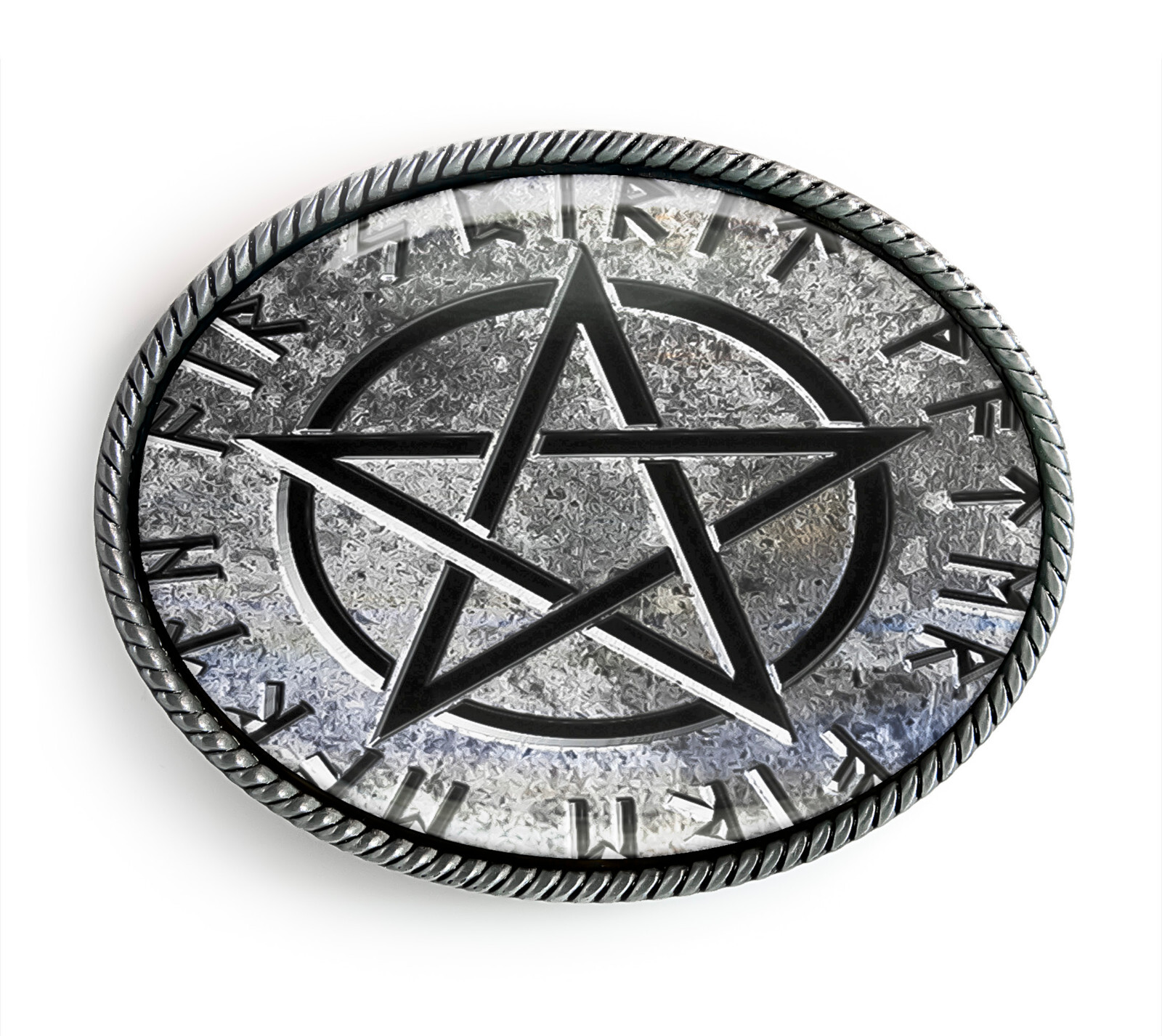 Cryptic Pentagram Belt Buckle – Gothic Occult Wiccan Pentacle Belt Buckle – 161