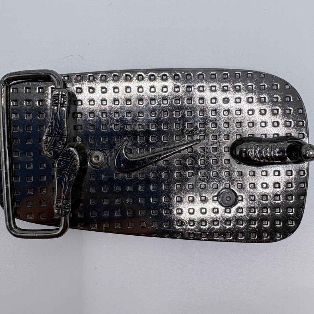 Retro Nike Swoosh Belt Buckle with White Swoosh
