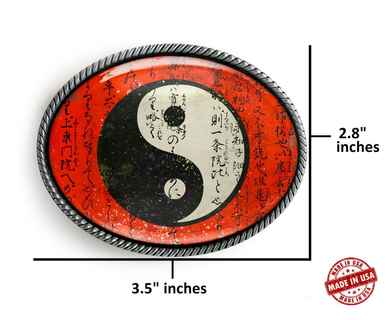 Yin Yang Oriental Grunge Art Handmade Artisan Oval Resin Belt Buckle
