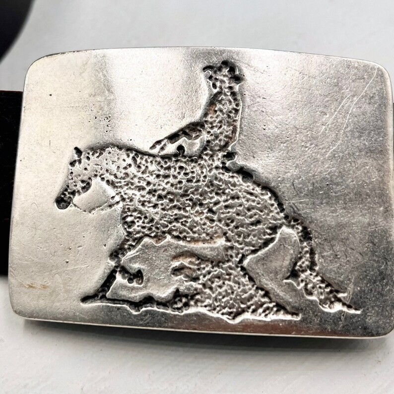 Cowboy Equestrian Rectangle Belt Buckle in Antique Silver, Rustic Western Buckle