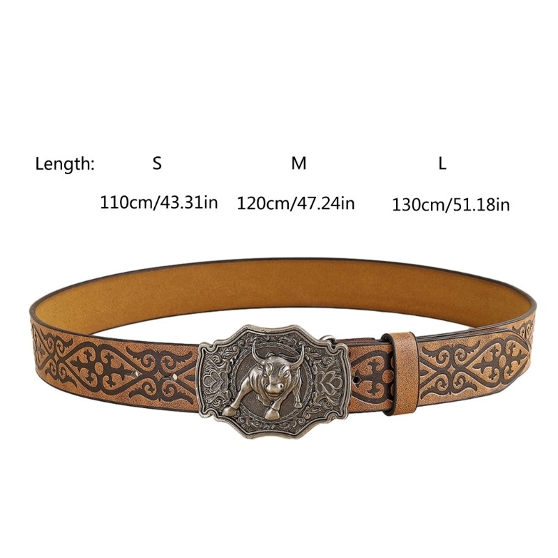 Business Leisure Men Metal Buckle Belts PU Leathers Jeans Belts Western Cowboy