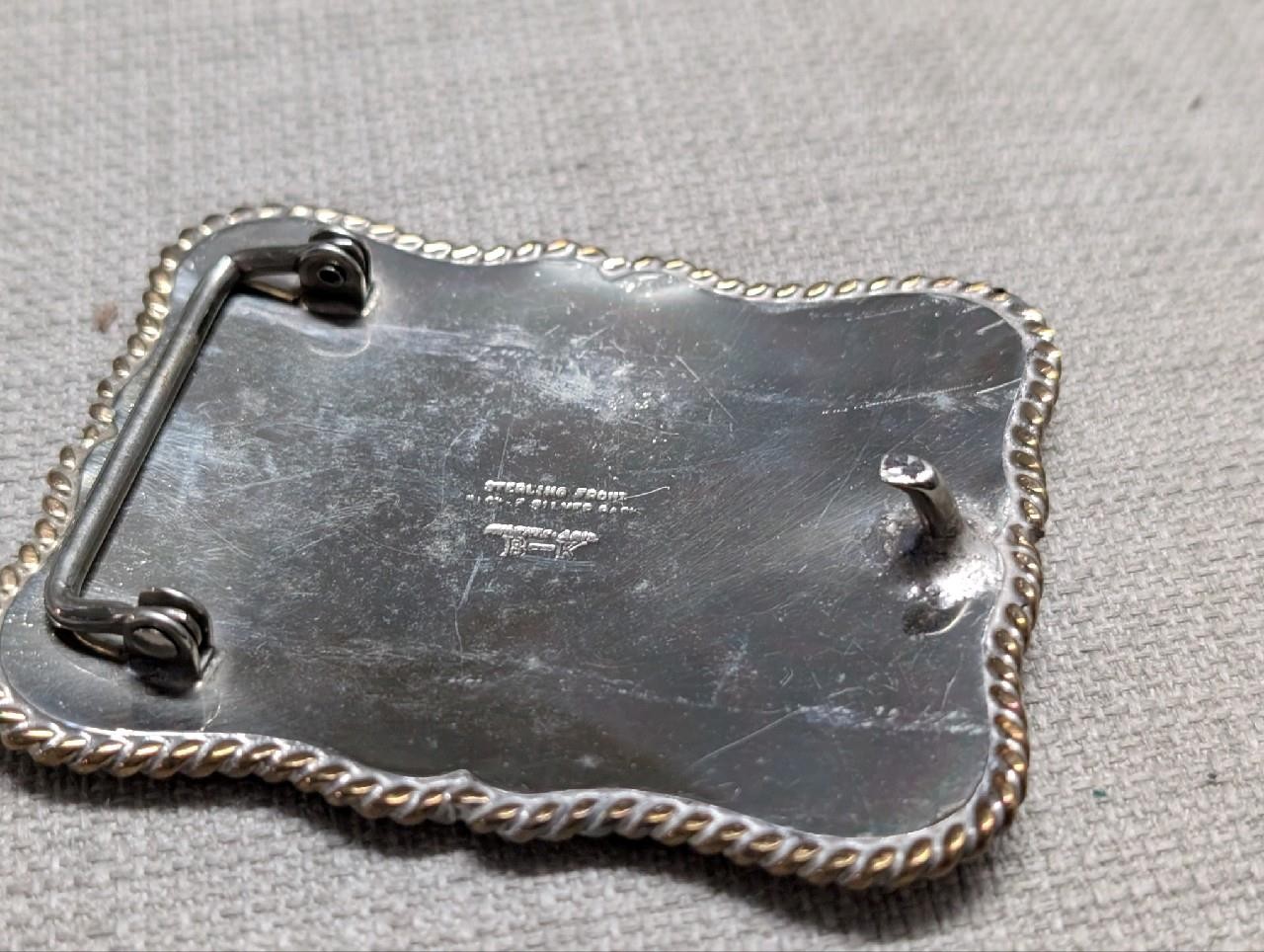 vintage STERLING SILVER belt buckle WESTERN trophy KLA kansas livestsock RODEO