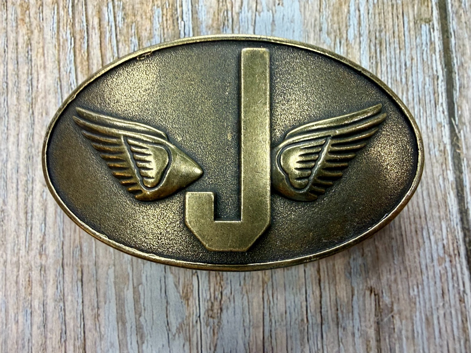 Monogram Flying Letter J Aviator Wings Taiwan Made Belt Buckle
