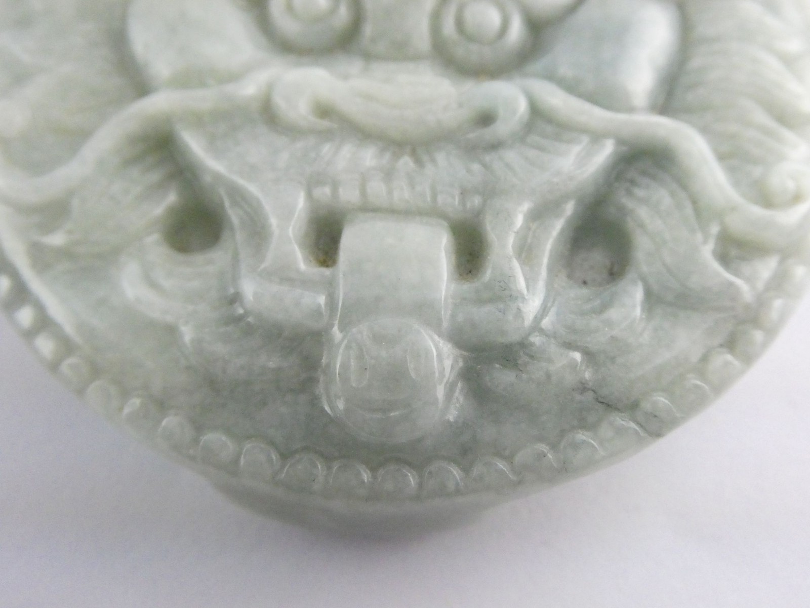 Light Green Jade Carved Dragon Head Foo Dog Belt Buckle 42g 52.05mm Fits 1.5 In