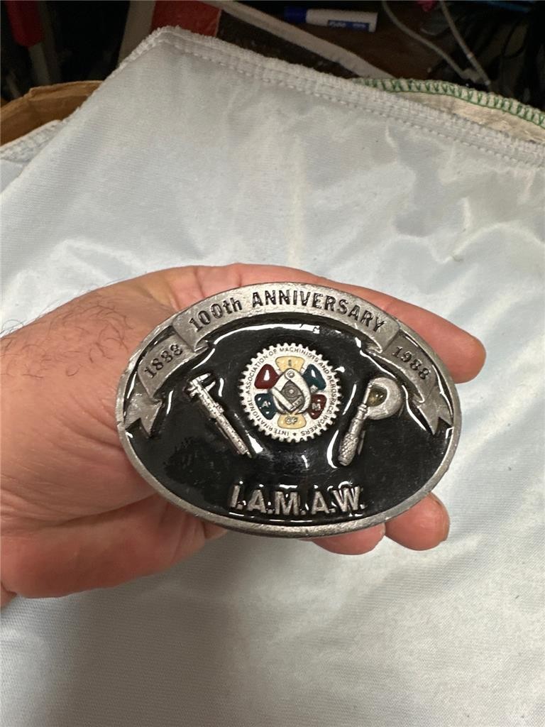 Vintage 100th Anniversary I.A.M.A.W 1888 – 1988 Belt Buckle Union