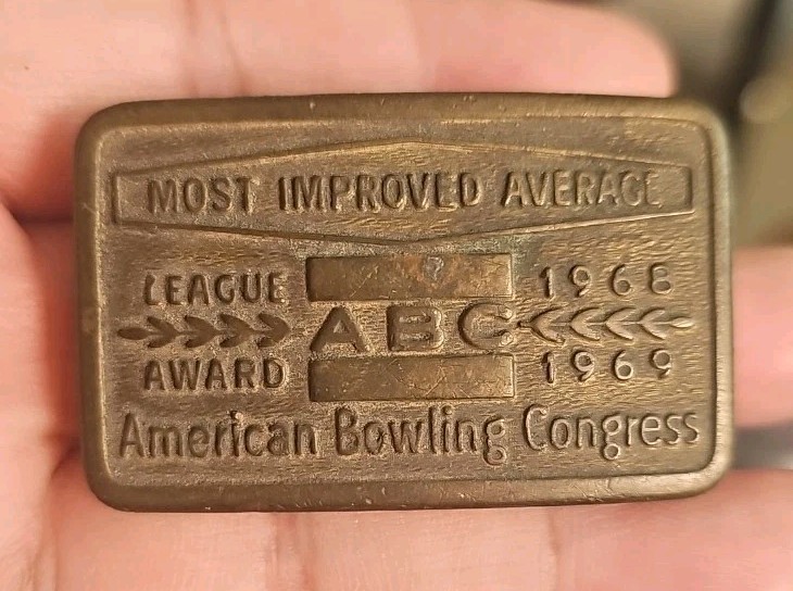 Belt Buckle Most Improved Average ABC League Award 1968-1969 American Bowling