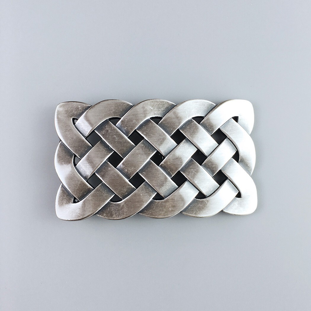Vintage Silver Plated Cross Celtic Knot Rectangle Belt Buckle Boucle de Ceinture