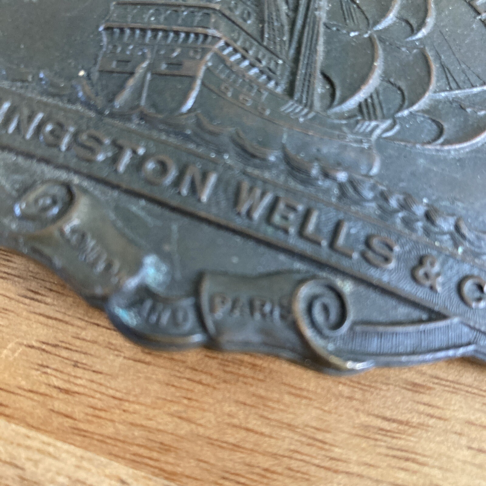 Livingston Wells & Co. Sailing Ship Foreign Domestic Belt Buckle Vintage