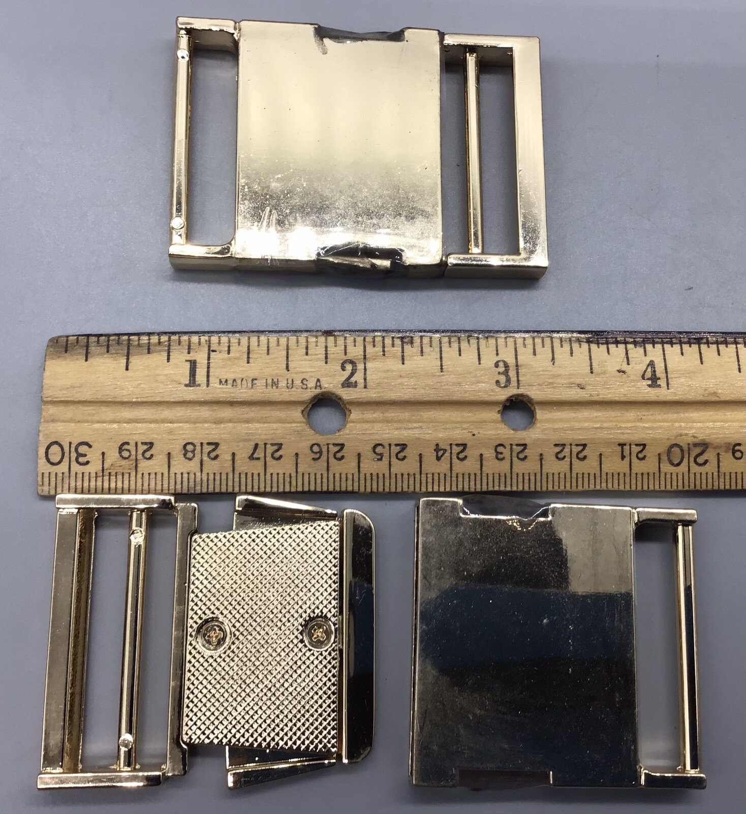Gold Tone Polished Web Belt Buckles 2 For 1-3/8” Wide Belts NIP