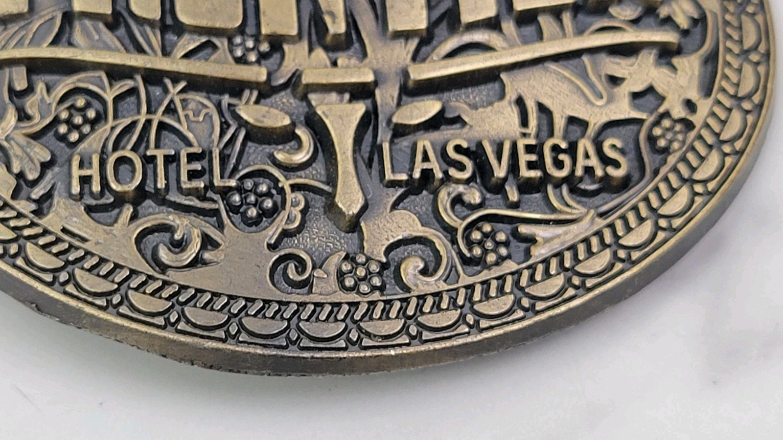 Frontier Las Vegas Hotel Casino Belt Buckle Brass Oval 3.25”x2.5” Longhorn