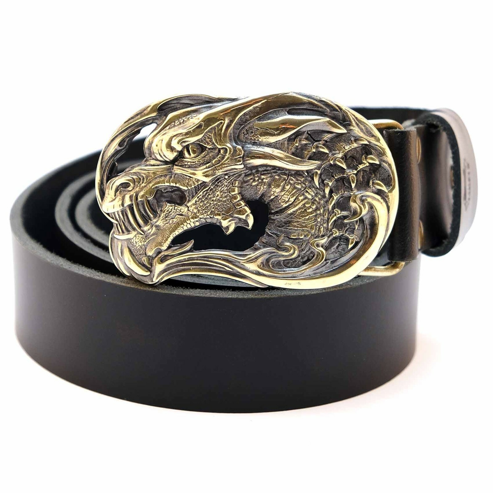 Dragon brass belt buckle Jormungands Head, Scandinavian Old Norse Jörmungandr