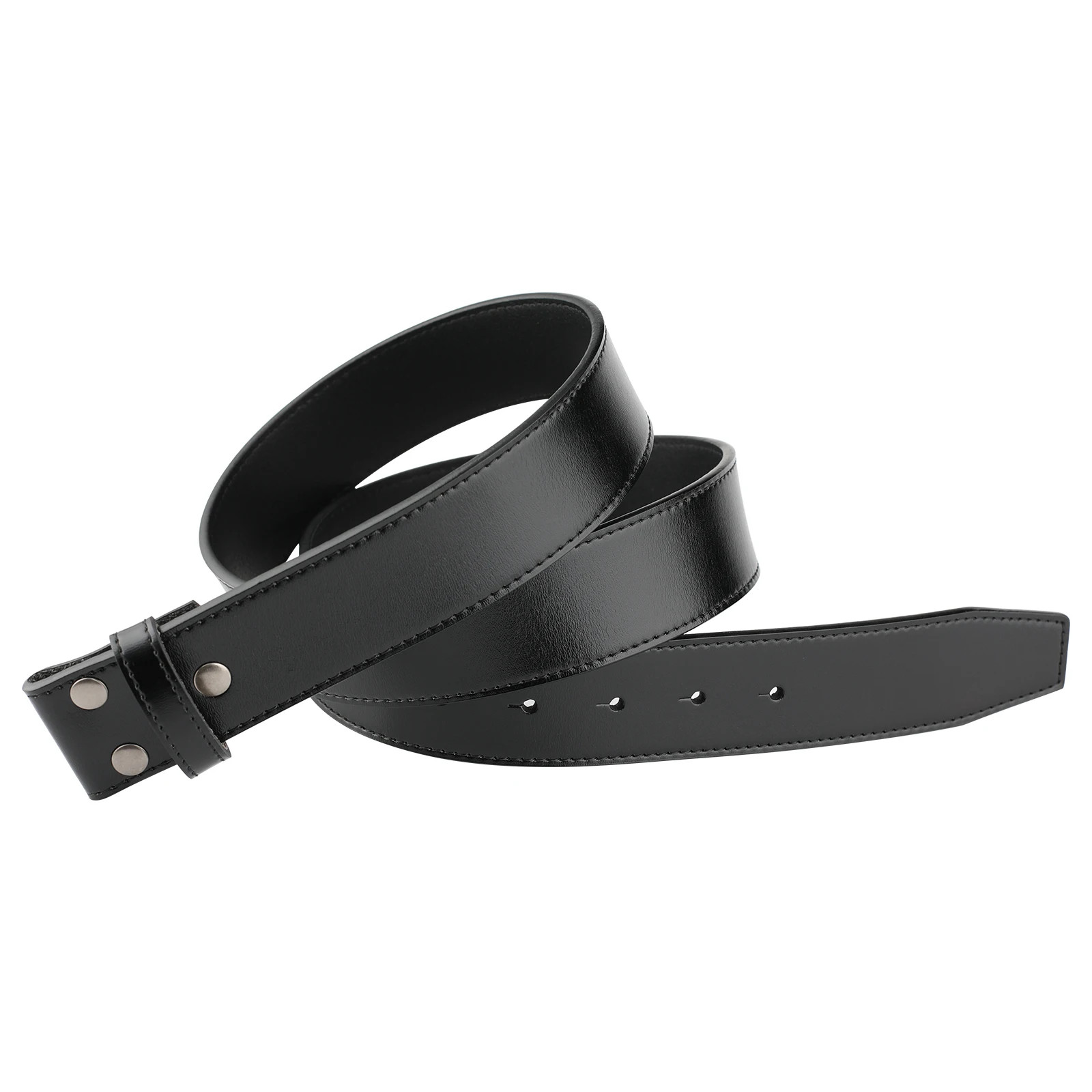 Handmade Men&rsquo;s Press Button Belt Full Grain Leather Without Buckle 1-1/2 Wide