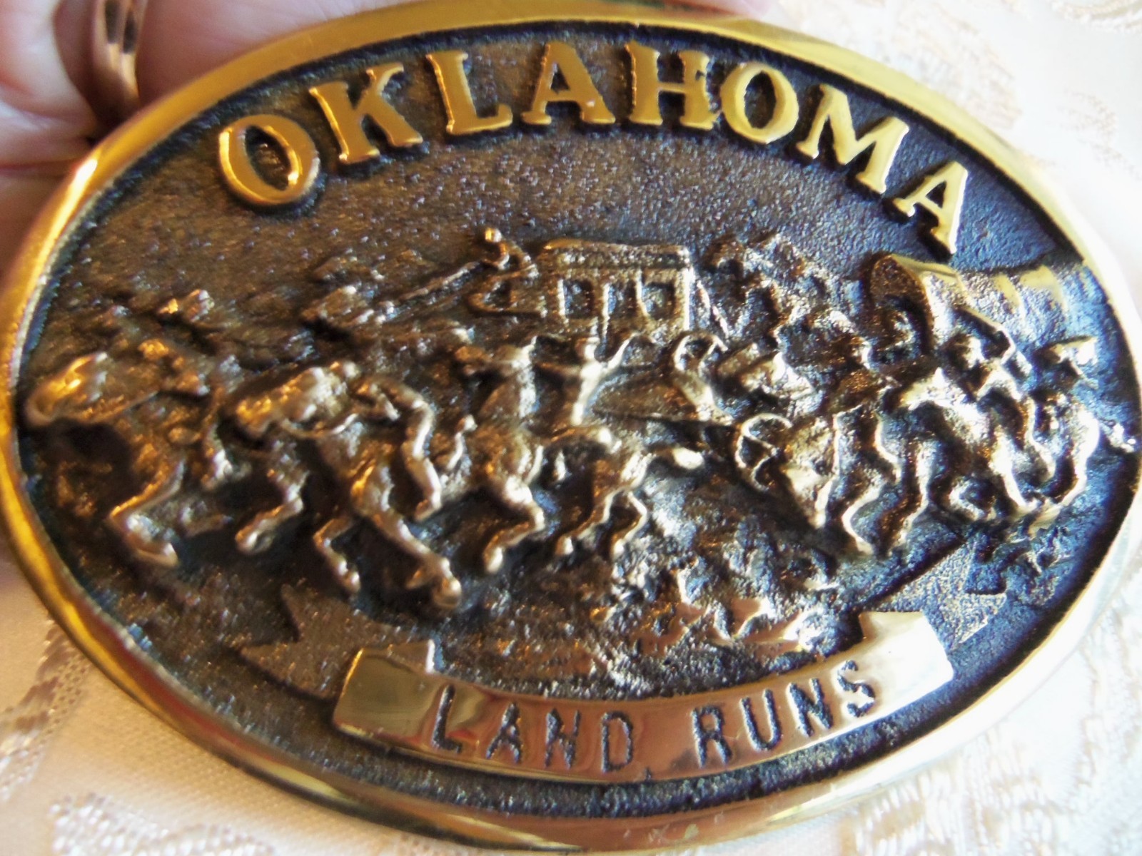Registered Historical Collection Oklahoma Land Run Belt Buckle Rare in Pouch