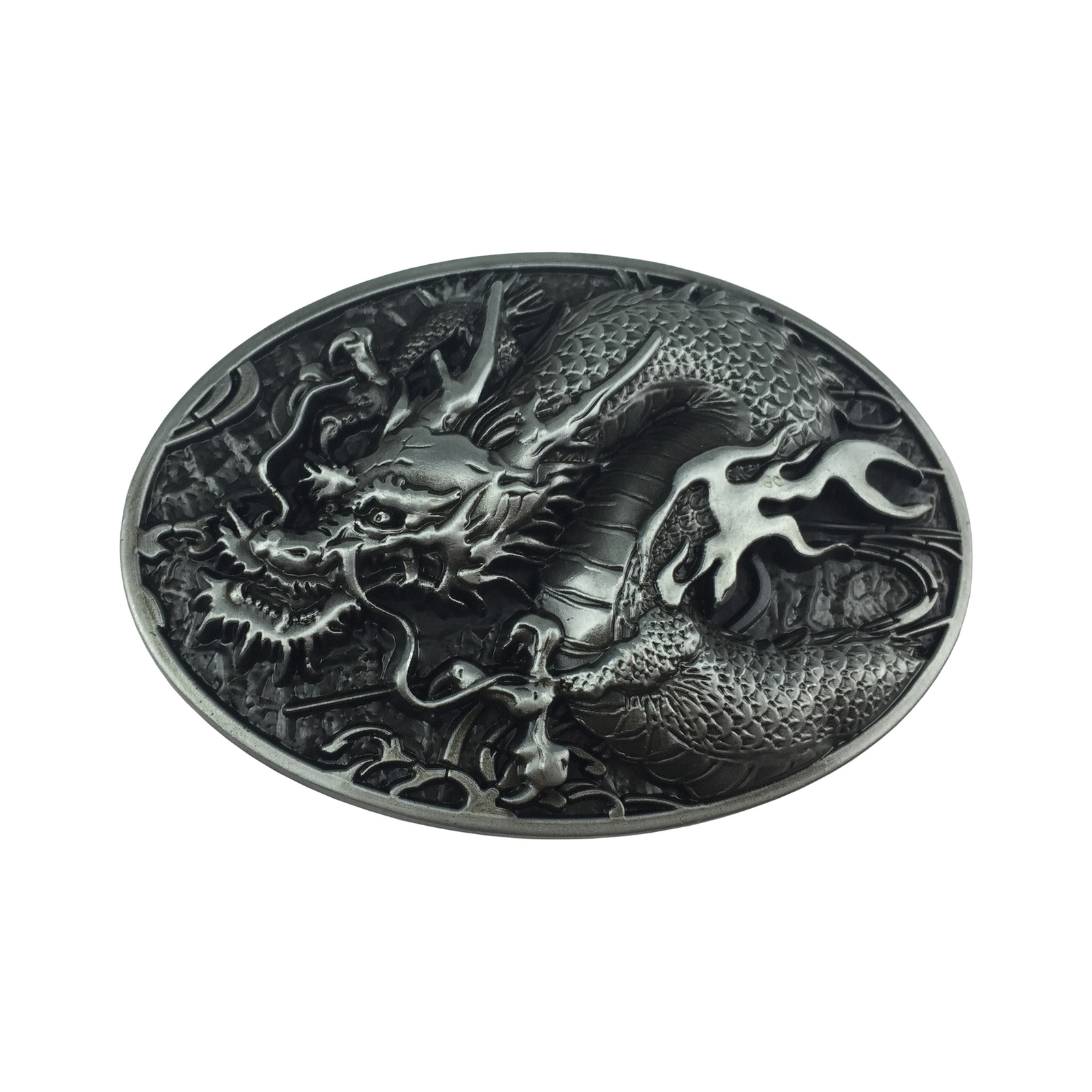 Antique Silvery Color DRAGON Western style Belt Buckle Full Metal US seller