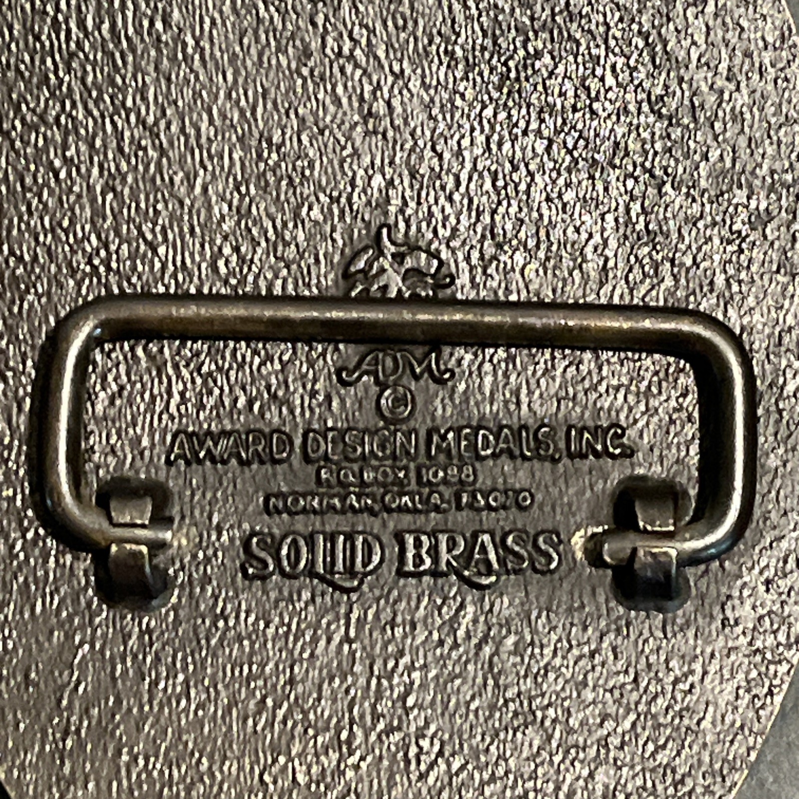 Solid Brass Hunting Scene Dog Lab and Duck Belt Buckle ADM Award Design Medals