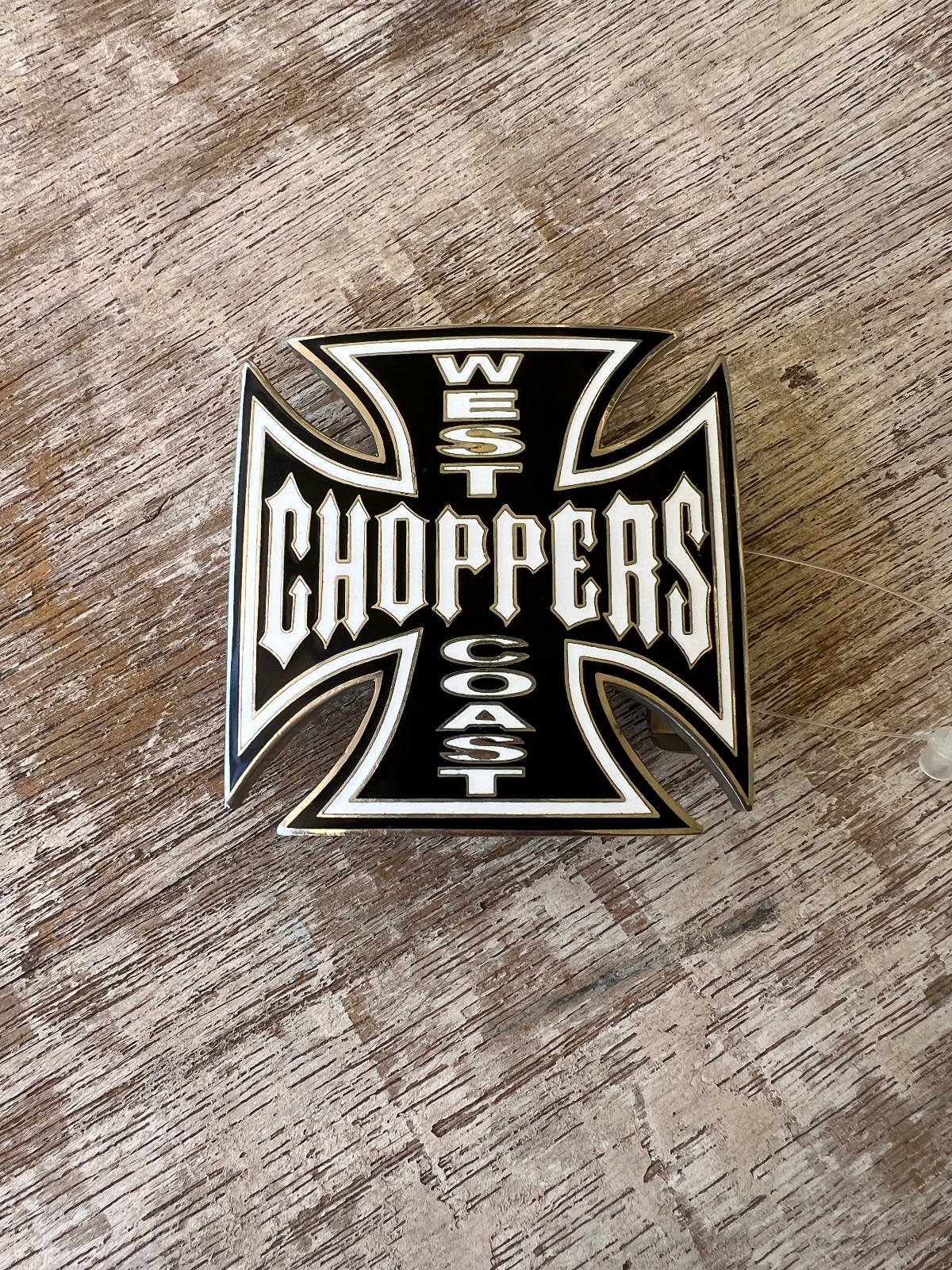 Vintage 2003 West Coast Choppers Belt Buckle Jesse James Iron Cross Enamel WCC