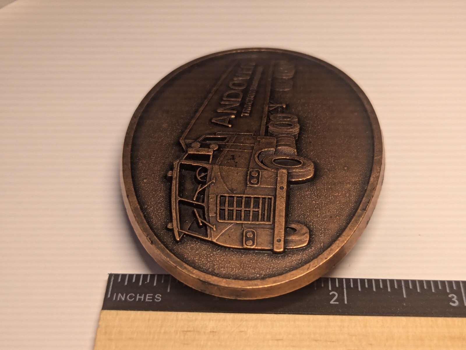 VINTAGE ANDOVER TRACTOR TRAILER SCHOOL BELT BUCKLE