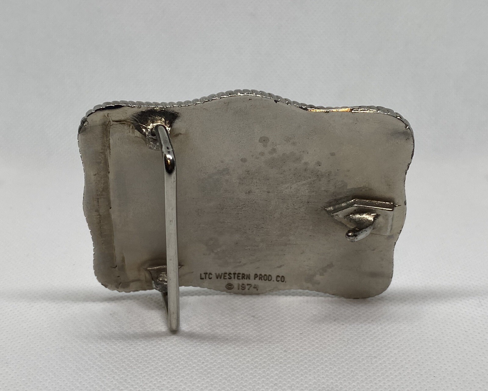 Western Belt Buckle Roper Silver Tone Engraved Western Prod Co. 70s