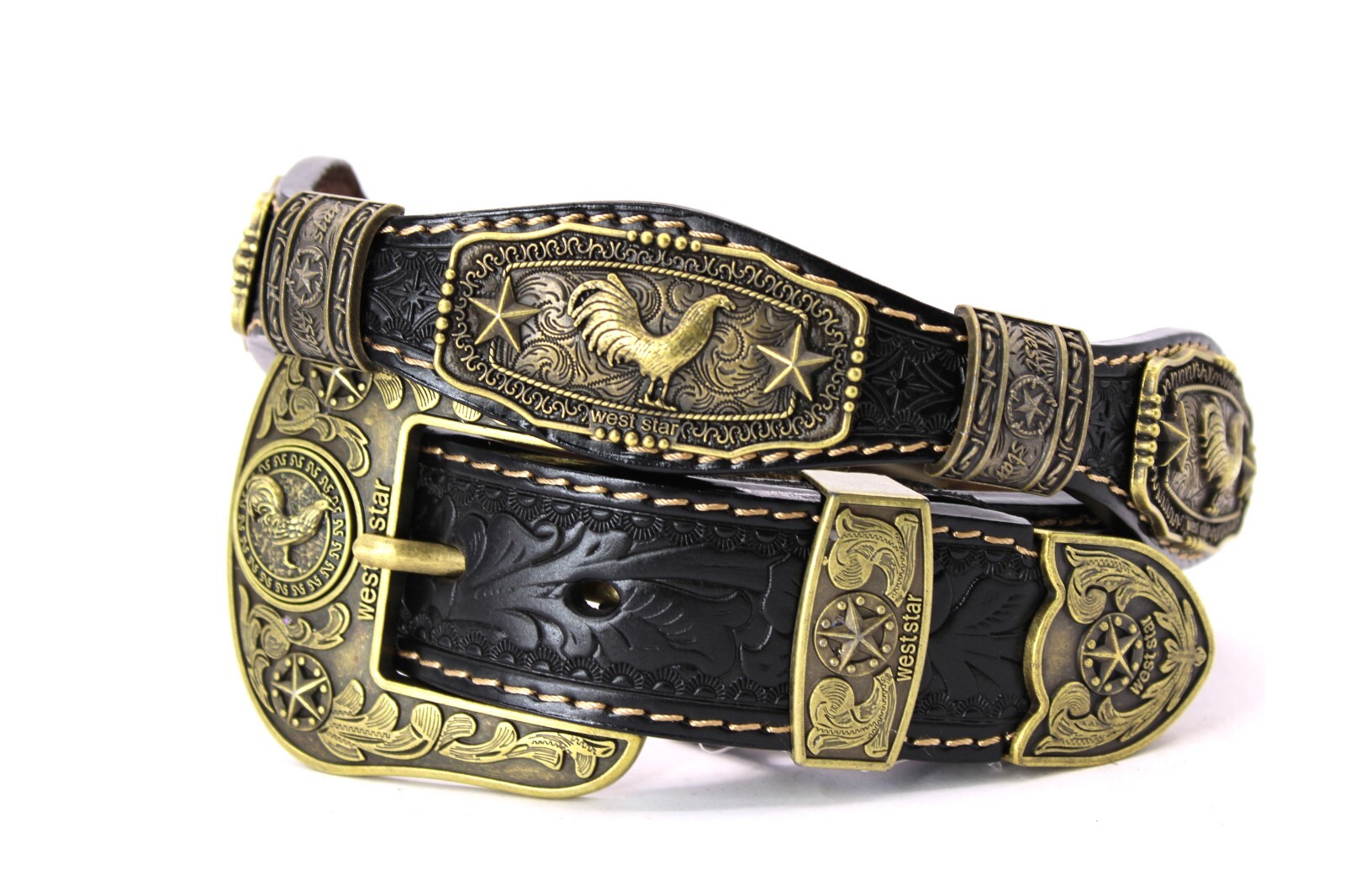 Western Buckle Set 3 Piece Rooster Buckle Star Buckle Hebilla Vaquero Gallo 1.5