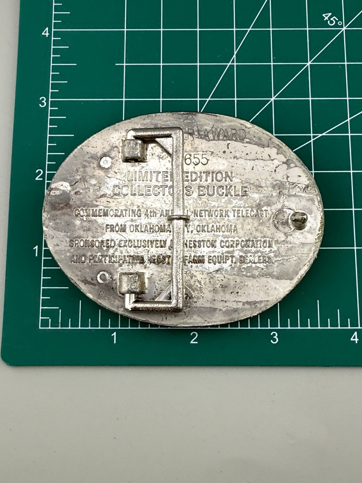 1977 Hesston Silver Award 655 NFR Rodeo Belt Buckle Bull Rider Cowboy