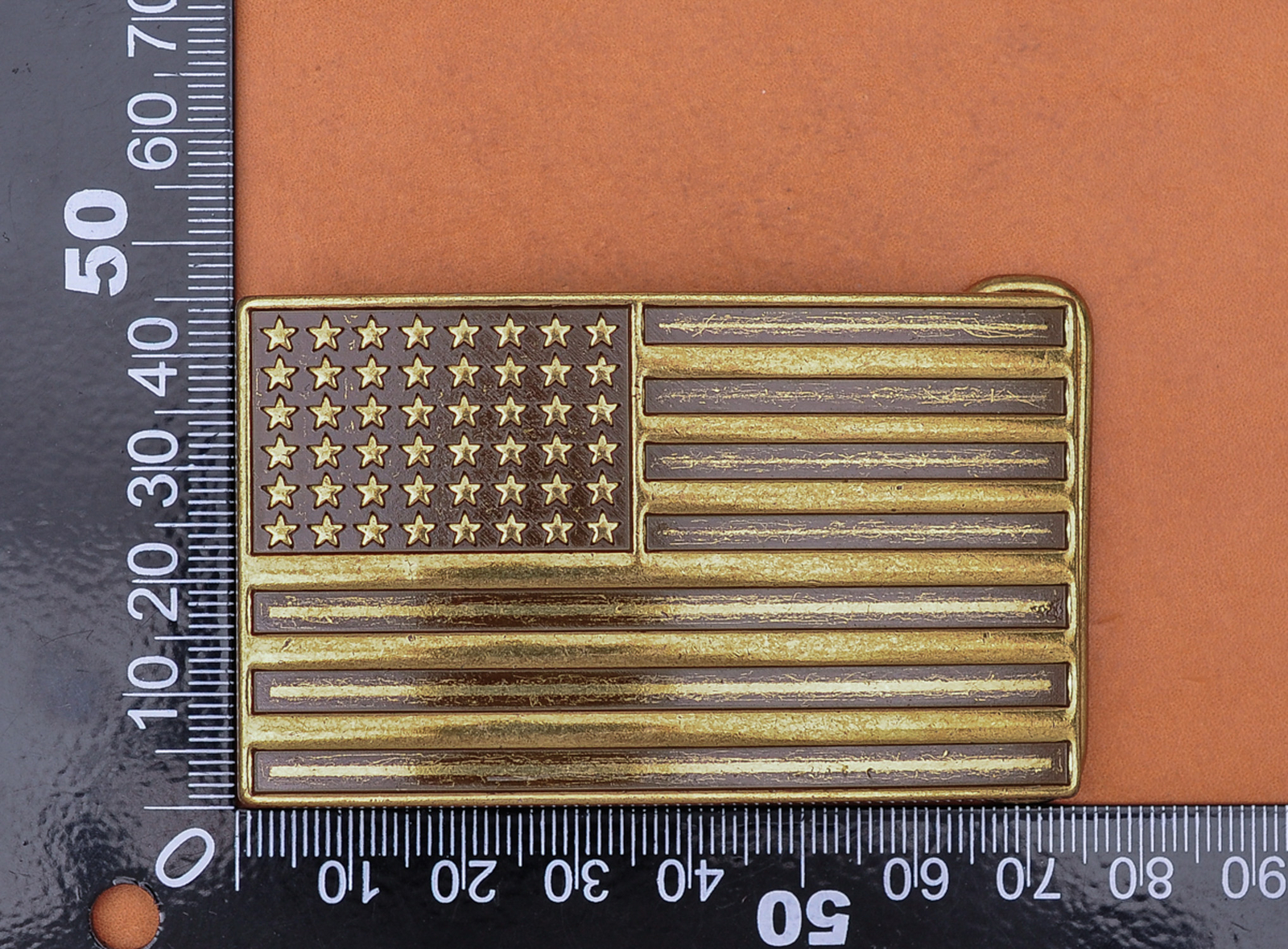 Antique Brass U.S.A. American Flag Metal leather Belt Buckle Fit 40mm Strap