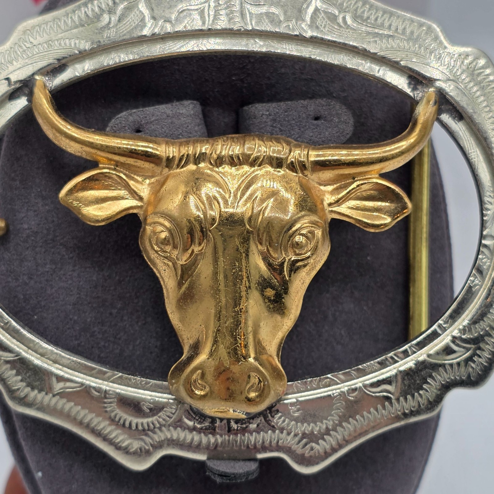 Western Belt Buckle Bull Head Silver Tone Gold Tone Western Cowboy Vintage Rodeo