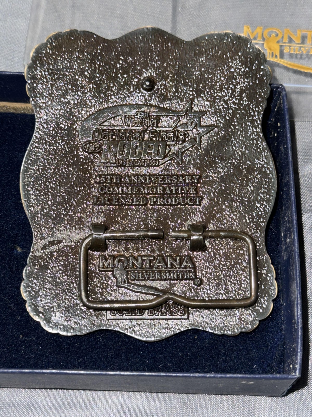 Vintage Montana Silversmiths Belt Buckle Mens Wrangler NFR 2003 Las Vegas PRCA