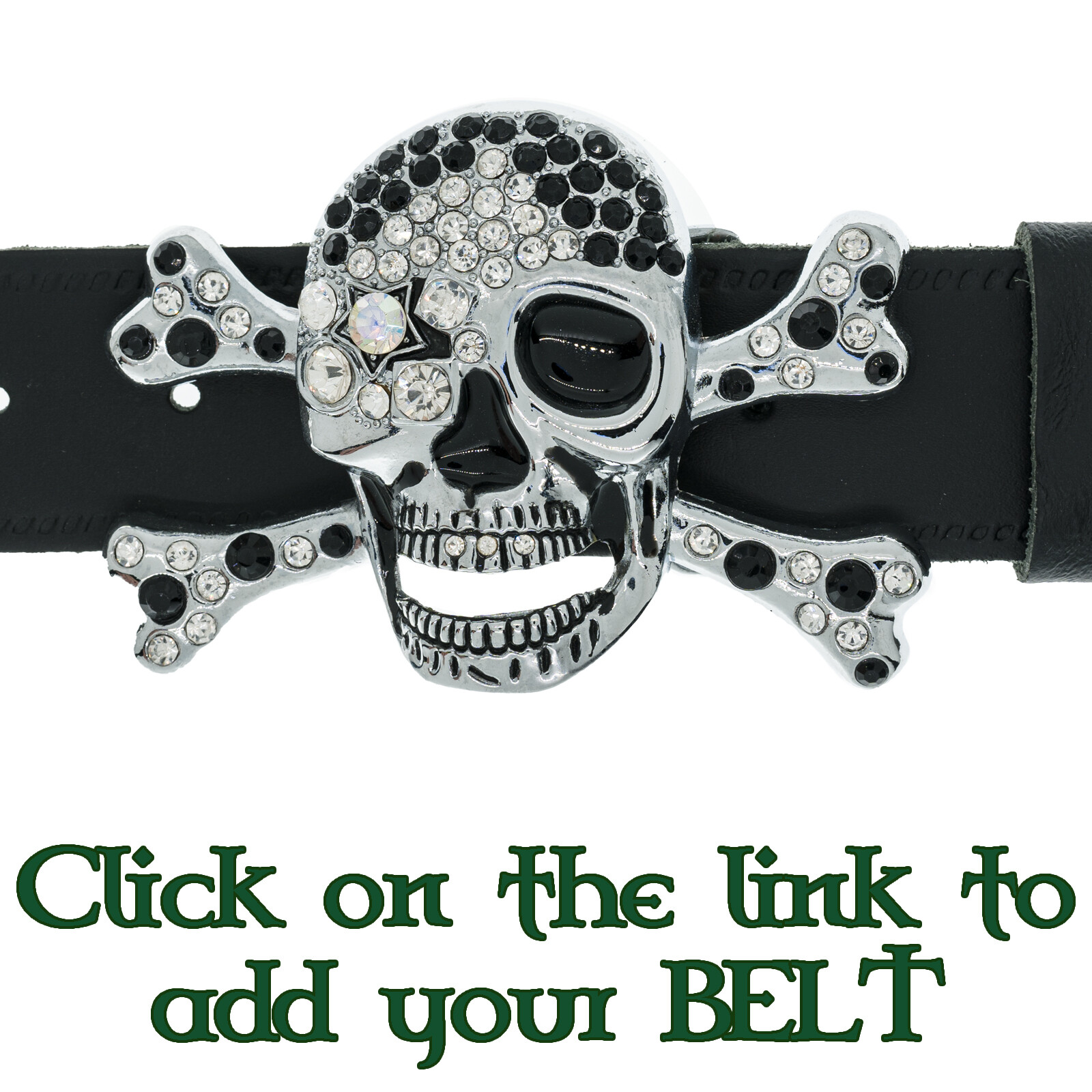 Bling Skull Crossbones Belt Buckle Pirate Booty Crystal Rock Biker Gothic Emo