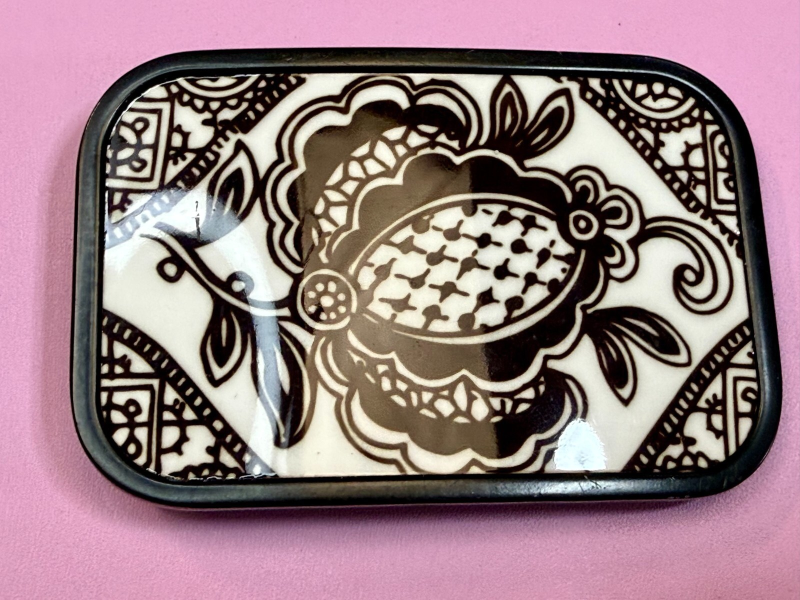 Flower Art Floral Theme Hand Painted Enamel Belt Buckle by Buckle Down
