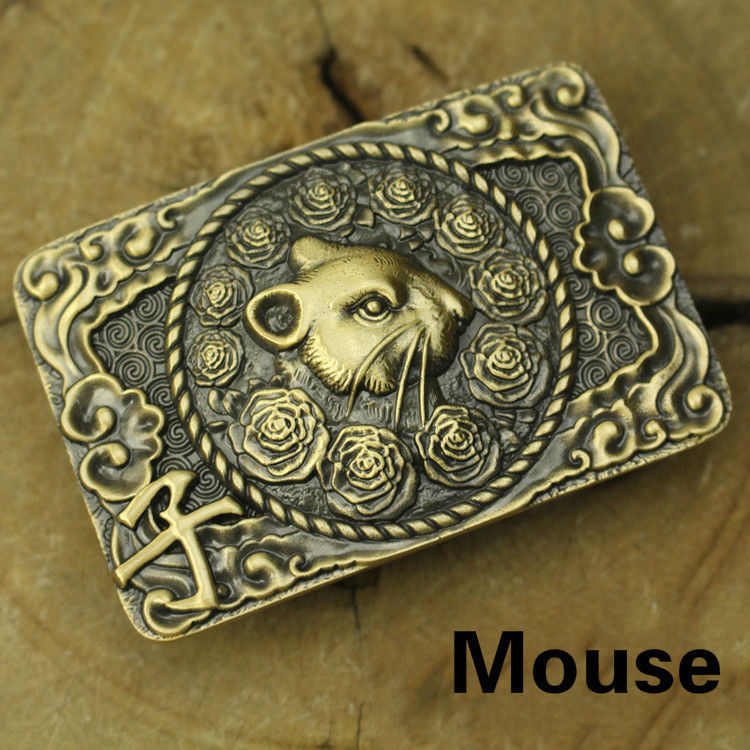 Chinese Zodiac Belt Buckles Brass Golden Toad Embossed Buckle Head Retro Decor