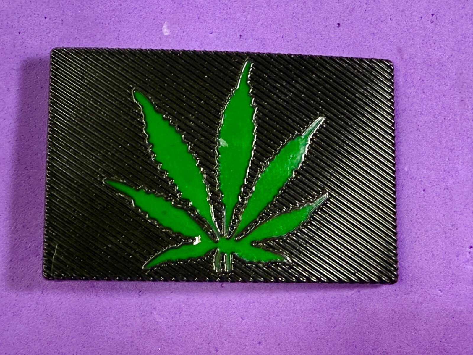 Marijuana Cannabis Weed Pot Leaf Green & Black Color Rectangular Belt Buckle