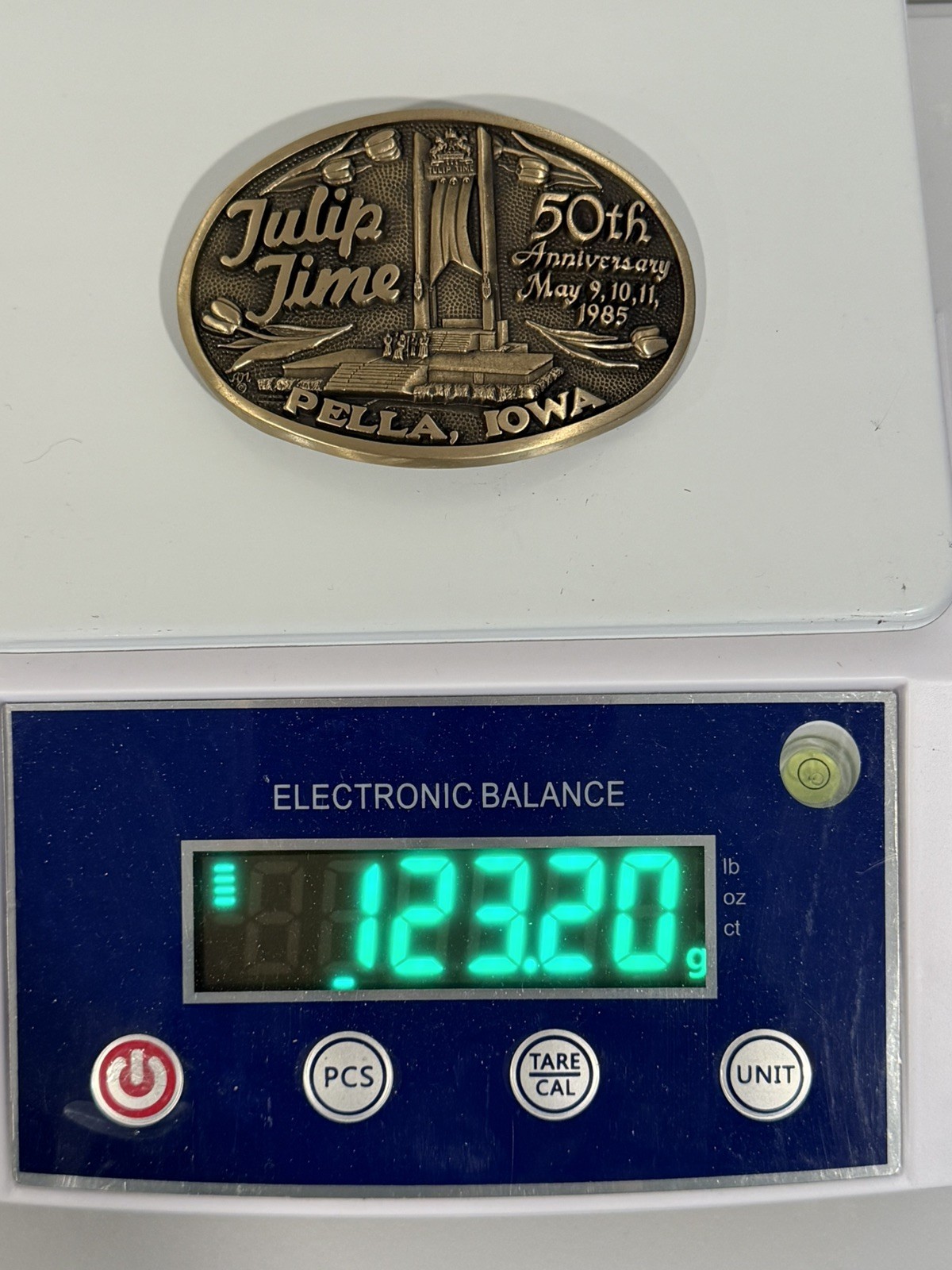 Tulip Time 1985 Iowa 50th Anniversary Solid Brass Belt Buckle Limited Edition