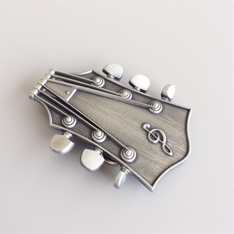 Antique Brushed Silver Guitar Music Belt Buckle also Stock in the US