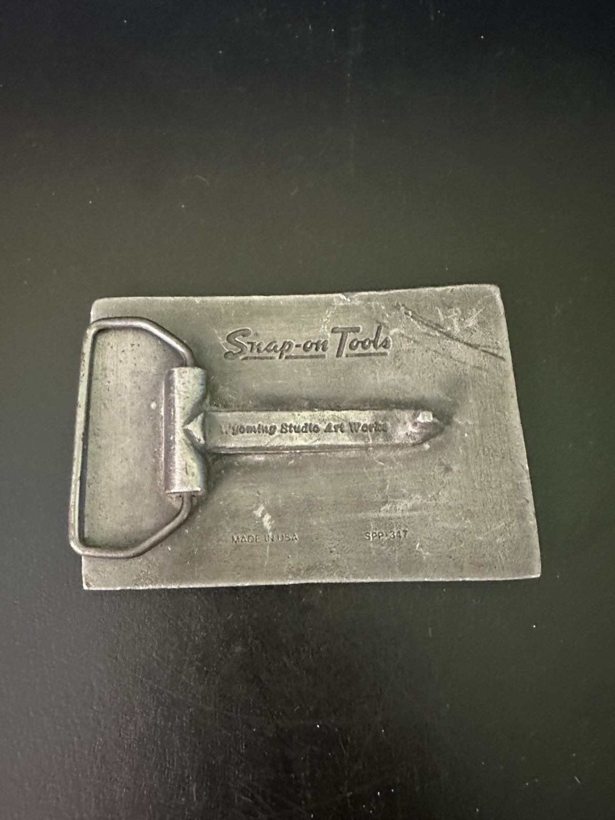 Vtg Snap-On Belt Buckle Pewter Metal Tool Wrenches #347 Wyoming Studio Art USA