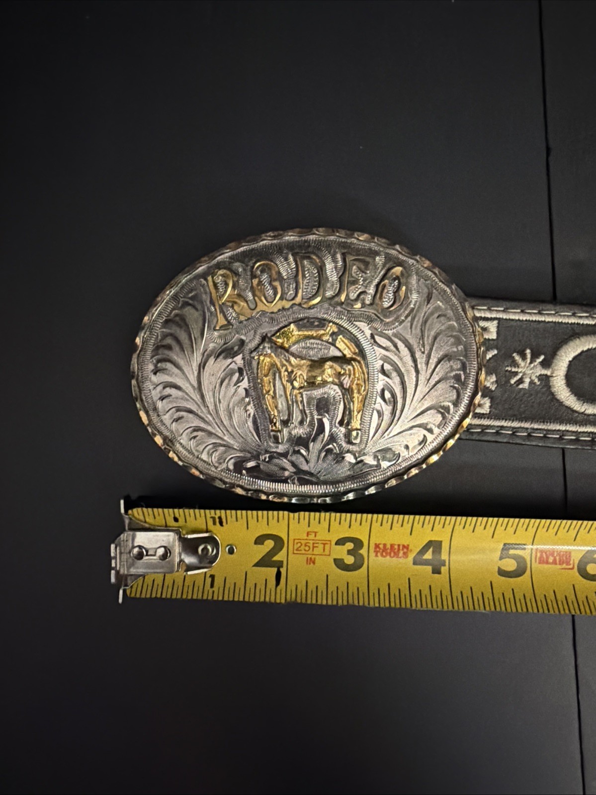 Vintage Artes Valenzuela AV Rodeo Horse Buckle & Charro Belt Mexico