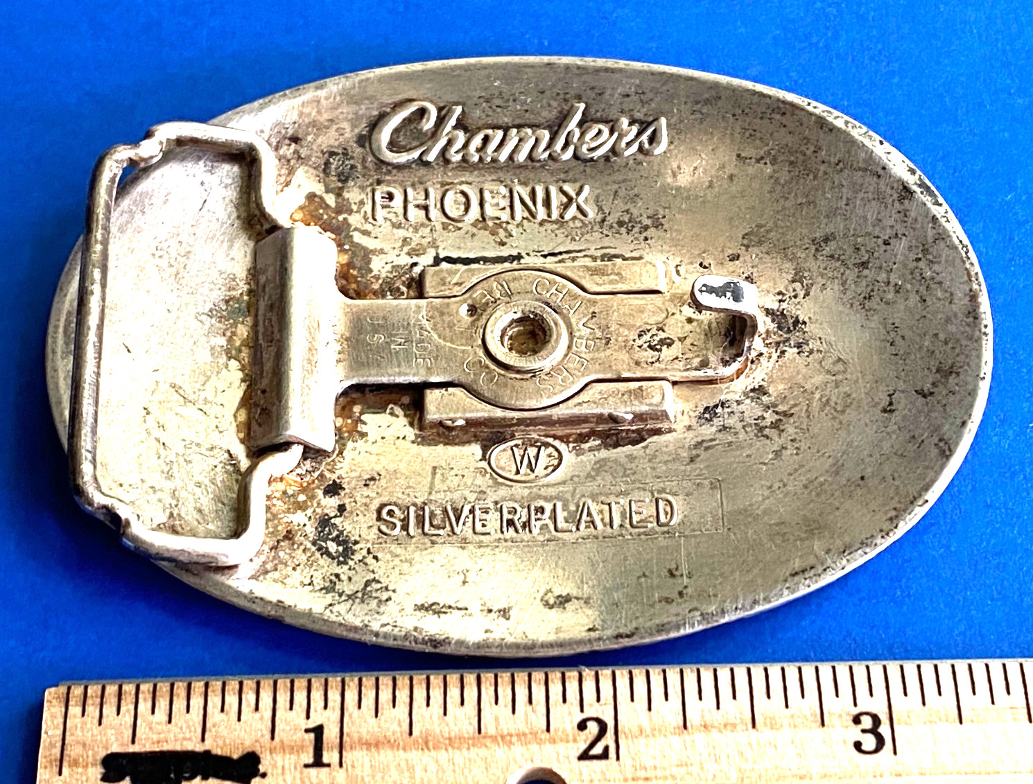 Vintage Chambers Phoenix Silverplated Floral Western Belt Buckle