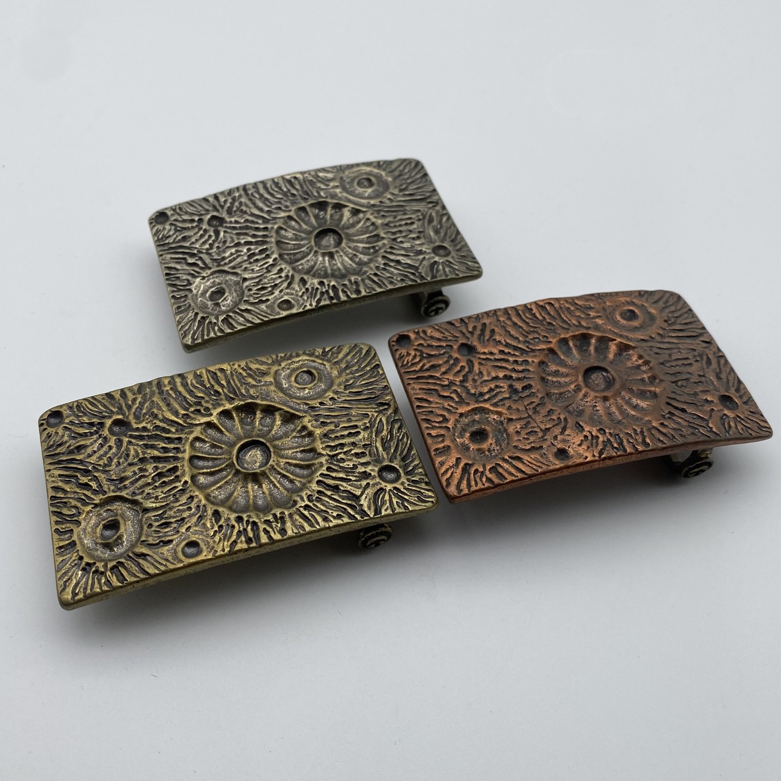 Copper Casted Leather Belt Buckle,Moon Design Rectangular Buckle