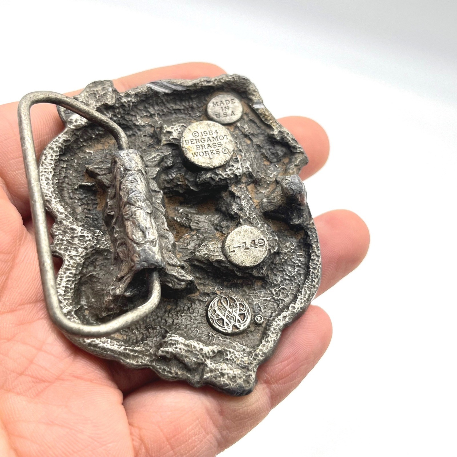 Vintage 1984 Bergamot Brass Works Double Dragon Belt Buckle L-149 Made in USA