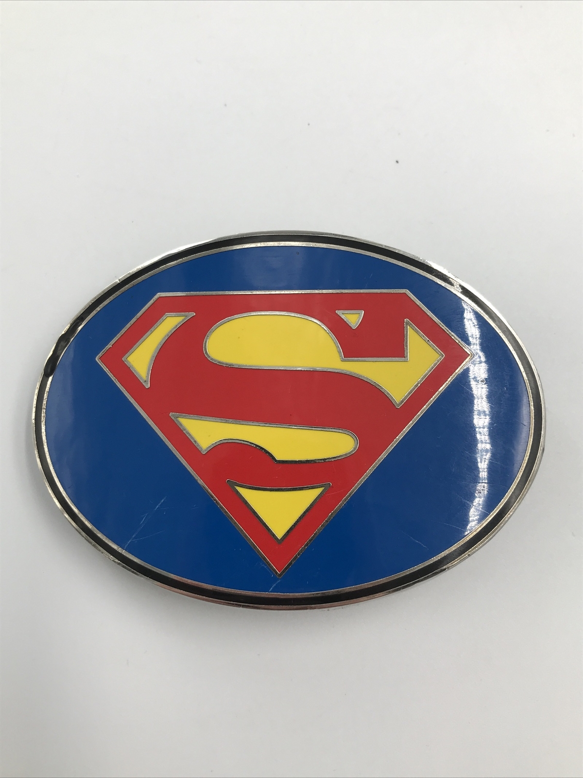 Classic Superman Logo Belt Buckle Metal 3.5 in. x 2.5 in. DC Comics Blue