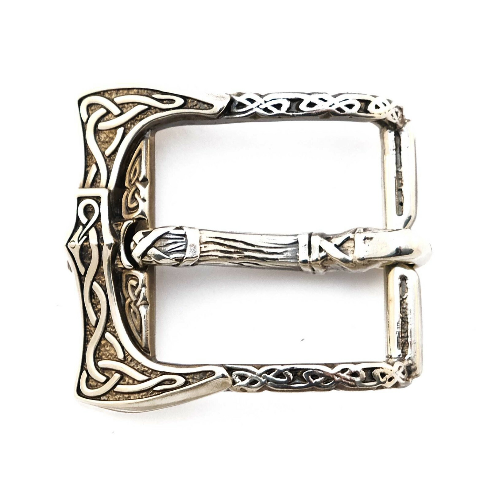 German silver belt buckle Viking Axe, pin type Old Norse Scandinavian military