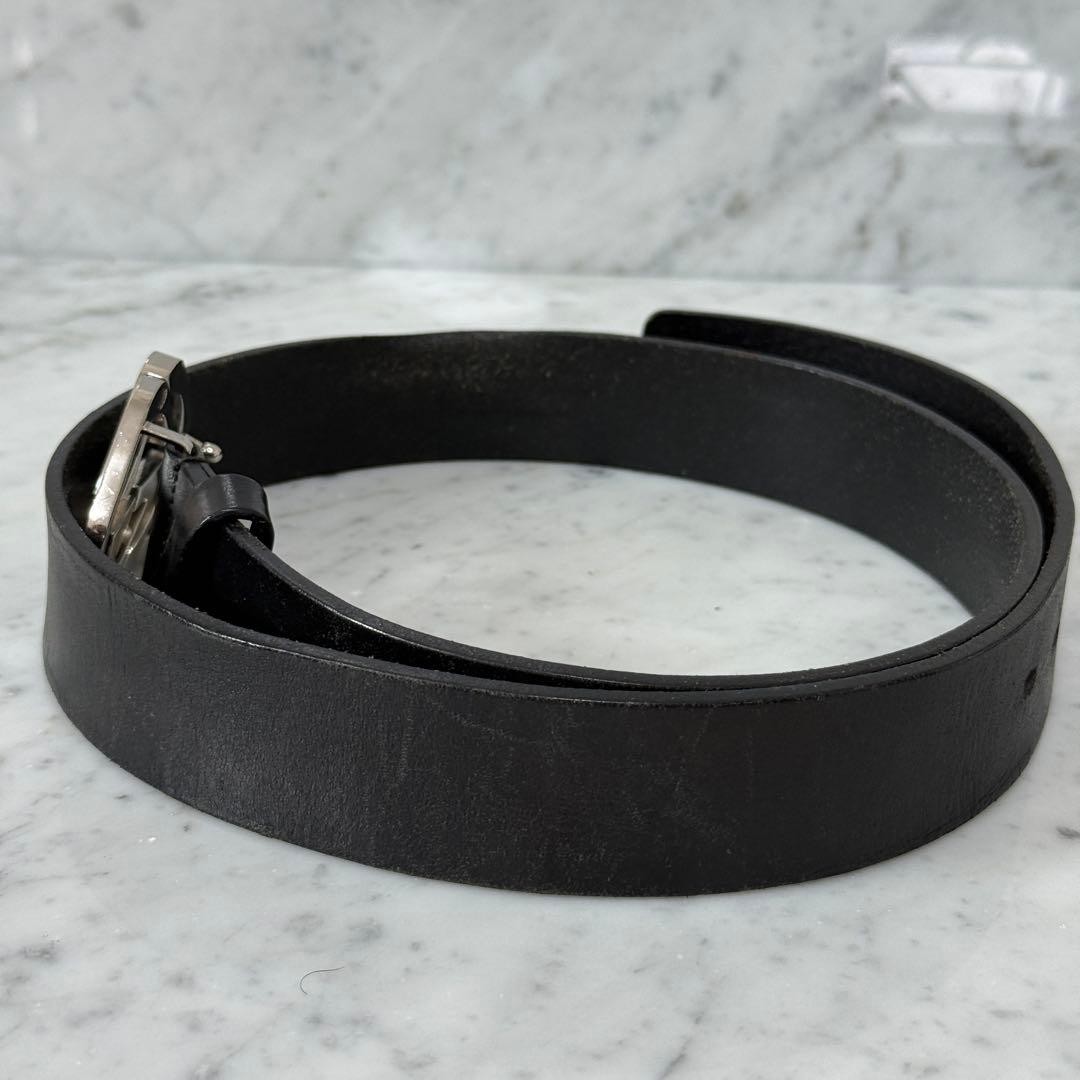 GUCCI Pre-Owned Interlocking Leather Belt Black Silver